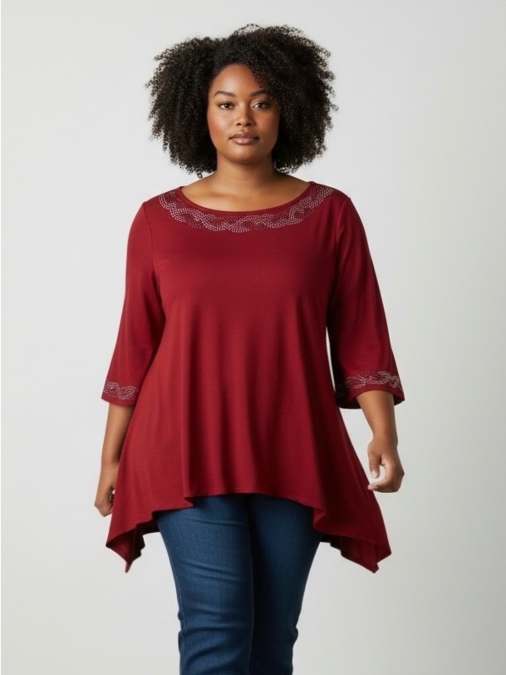 Women’s Red Asymmetric Hem Top